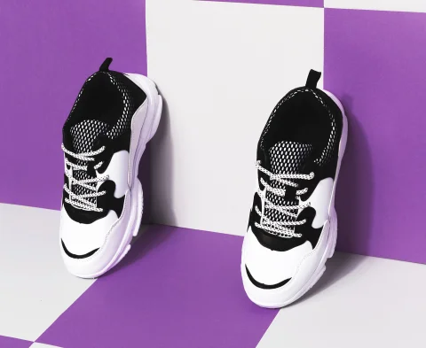 Fashionable black and white sneakers