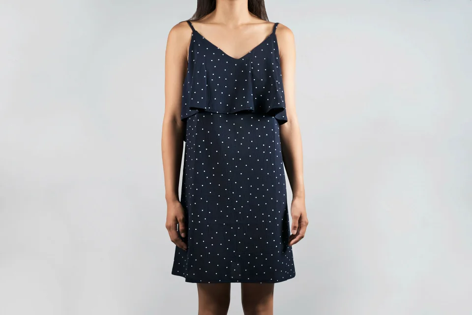 Navy polka dot dress
