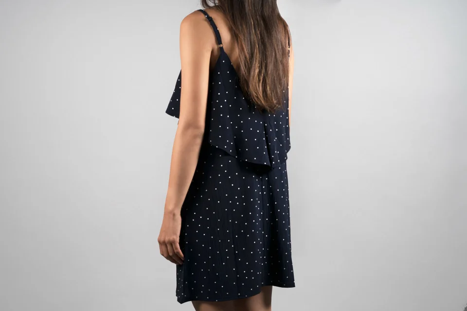 Navy polka dot dress